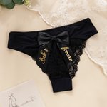 Henkilökohtainen Sexy Bow Morsian alusvaatteet Pitsi Thongit nimi Honeymoon Ystävänpäivä Häät Bridal Shower lahja hänelle
