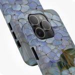 Personalisierte Hydrangea Faux Glasmalerei Telefon Fall mit Namen für iPhone Samsung Jahrestag Geburtstag Geschenk für weibliche Künstler Hortensien Liebhaber