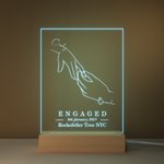 Luce notturna a LED personalizzata per lo scambio di anelli con base in legno Regalo di fidanzamento di San Valentino romantico e decorativo per la casa per la coppia