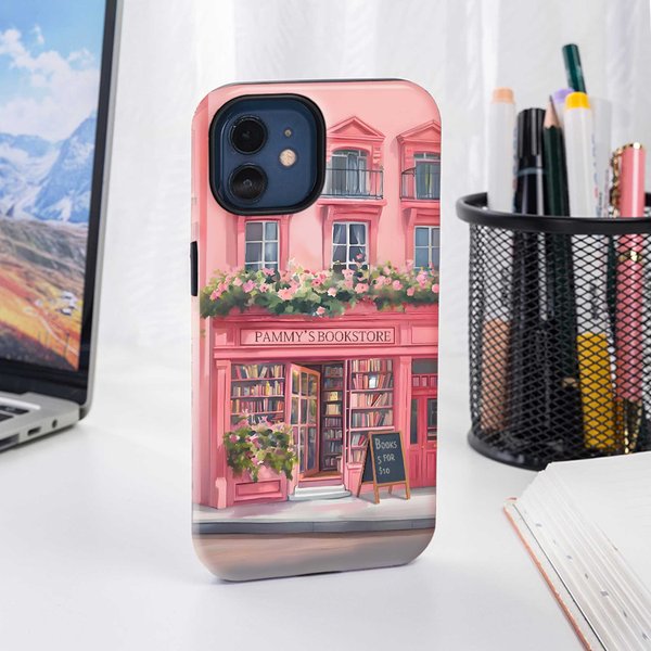 Personalisierte Buchhandlung Design TPU Handyhülle für iPhone mit Namen Geburtstag Eröffnung Geschenk für Buchliebhaber Bücherwürmer Leser