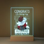 Henkilökohtainen aviomies Sinä Lucky Bastard Akryyli Night Light Plaque Desk Decoration Ystävänpäivä lahja pariskunnille