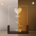 Personalised Fingerprint Tree My Sketch Photo LED Night Light with Years and Wooden Base Home Decor Valentine Mother's Day Anniversary Gift for Couple