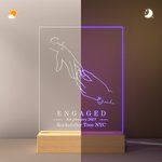 Luce notturna a LED personalizzata per lo scambio di anelli con base in legno Regalo di fidanzamento di San Valentino romantico e decorativo per la casa per la coppia