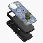 Personalisierte Hydrangea Faux Glasmalerei Telefon Fall mit Namen für iPhone Samsung Jahrestag Geburtstag Geschenk für weibliche Künstler Hortensien Liebhaber