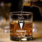 Henkilökohtainen Groomsman puku 10 oz vanhanaikainen viskilasi, jossa on nimi ja päivämäärä Häälahja Groomsmenille 3