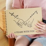Personlig Romantisk Line Art Fotoalbum Utklippsbok med navn og tekst Jubileum Valentinsdag Gave til parets elskede