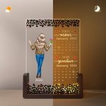 Lámpara de noche LED personalizada con estampado de leopardo para madre e hija con base de madera Decoración de escritorio para el hogar Regalo de cumpleaños para el Día de la Madre para mamá y abuela 5