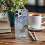 Personalisierte Hydrangea Faux Glasmalerei Telefon Fall mit Namen für iPhone Samsung Jahrestag Geburtstag Geschenk für weibliche Künstler Hortensien Liebhaber