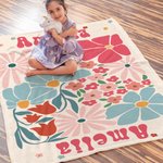 Couverture Personnalisée avec Motif Floral Danois Aquarelle et Nom Style Bohème Rétro Cadeau Anniversaire ou Fête pour Famille Amis