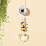 Personalized Love Crystal Ball Dog Cat Paw Print Window Hanging Suncatcher with Name Text and Year Home Decor Memorial Sympathy Gift for Loss of Pet