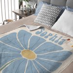 Couverture Personnalisée avec Motif Floral Danois Aquarelle et Nom Style Bohème Rétro Cadeau Anniversaire ou Fête pour Famille Amis