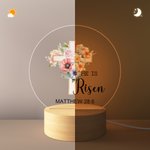 Veilleuse LED avec texte et socle en bois Décoration de la maison Cadeau de Pâques pour grand-mère maman enfants