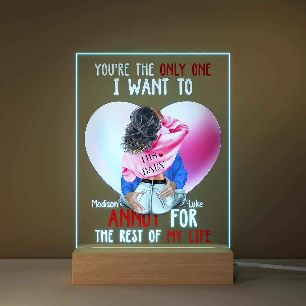 Gepersonaliseerd You're the Only One LED Nachtlampje met Naam Houten Voet Verjaardag Valentijnsdag Cadeau voor Paar 5