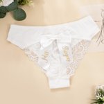 Henkilökohtainen Sexy Bow Morsian alusvaatteet Pitsi Thongit nimi Honeymoon Ystävänpäivä Häät Bridal Shower lahja hänelle