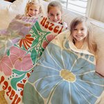 Couverture Personnalisée avec Motif Floral Danois Aquarelle et Nom Style Bohème Rétro Cadeau Anniversaire ou Fête pour Famille Amis