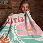 Couverture Personnalisée avec Motif Floral Danois Aquarelle et Nom Style Bohème Rétro Cadeau Anniversaire ou Fête pour Famille Amis