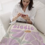 Couverture Personnalisée avec Motif Floral Danois Aquarelle et Nom Style Bohème Rétro Cadeau Anniversaire ou Fête pour Famille Amis