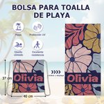 Toalla de playa personalizada con nombre y flor danesa suave y de secado rápido bolsa toalla 2 en 1 regalo de cumpleaños y fiesta para mujeres