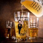 Personalized Congrats on Being My Husband Face Photo Beer Glass with Name and Year Wedding Valentine's Day Anniversary Gift for Groom Husband