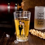 Personalized Congrats on Being My Husband Face Photo Beer Glass with Name and Year Wedding Valentine's Day Anniversary Gift for Groom Husband