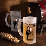Personalized Congrats on Being My Husband Face Photo Beer Glass with Name and Year Wedding Valentine's Day Anniversary Gift for Groom Husband