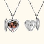 Collar de medallón personalizado de plata esterlina con foto en forma de corazón y texto grabado regalo de cumpleaños y aniversario para ella