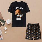 Henkilökohtainen Koira Kissa Kuva Lyhythihainen Pyjama Matching Shortsit Set Teksti Kesä Home Vaatteet Syntymäpäivälahja Miehet Lemmikkieläinten ystäville