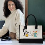 Sac à dos en toile multicolore avec bandoulière Anniversaire Journée des profs Cadeau d'appréciation pour les enseignants