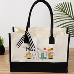 Sac à dos en toile multicolore avec bandoulière Anniversaire Journée des profs Cadeau d'appréciation pour les enseignants