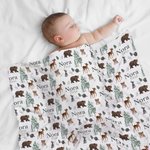 Personlig Woodland Animal Baby Mottaksteppe med navn Foto Prop Bursdag Baby Shower Full Moon Hundred Days Gave til nyfødte