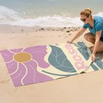 Spersonalizowany duński ręcznik plażowy z mikrofibry Quick Dry Oversized Flower z imieniem i nazwiskiem Impreza plażowa Podróż Prezent urodzinowy dla kobiet