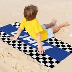 Personlig Checkered Racing Flag Quick Dry Oversized Strandhandduk med namn Semester Game Day Födelsedagspresent för Motorsportälskare