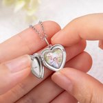 Collar de medallón personalizado de plata esterlina con foto en forma de corazón y texto grabado regalo de cumpleaños y aniversario para ella