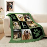 Personalisierte Mehrfarbige 6 Hund Katze Fotos Weiche Decke mit Pfotenmuster Namen Initiale Geburtstag Geschenk für Tierliebhaber Haustierbesitzer
