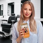 Personalized Stylish Cartoon Barber Name 20 oz Frosted Clear Glass Cup with Lid and Straw Salon Opening Birthday Gift for Hairdresser Friends
