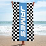Personlig Checkered Racing Flag Quick Dry Oversized Strandhandduk med namn Semester Game Day Födelsedagspresent för Motorsportälskare