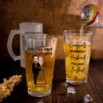 Personalized Congrats on Being My Husband Face Photo Beer Glass with Name and Year Wedding Valentine's Day Anniversary Gift for Groom Husband