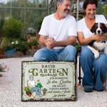 Personalisiertes Retro Garten Cartoon Charakter Metallschild mit Namen Gartendeko Einweihungsparty Geburtstag Geschenk für Oma Mama Gartenliebhaber