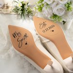Personalized Waterproof Mrs. Heart Wedding Shoes Stickers with Text and Date High Heel Decal Wedding Anniversary Gift for Bride Bridesmaids