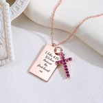 Gepersonaliseerde Geboortesteen Kruis Psalm Bijbel Vers Ketting Sierlijke Sieraden Verjaardag Religieus Doopcadeau voor Vrouwen Christenen Kinderen