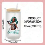 Personalized Stylish Cartoon Barber Name 20 oz Frosted Clear Glass Cup with Lid and Straw Salon Opening Birthday Gift for Hairdresser Friends