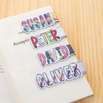 Gepersonaliseerde set van 2 Doodle Art Naam Magnetische Bladwijzers Clips met Bubble Bloemen Letter Afstuderen Terug naar School Gift voor Leraar Boekenliefhebber