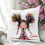 Custom Quirky Girl Pillow Cover with Name – Gift for Girls & Women