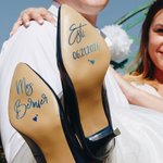 Personalized Waterproof Mrs. Heart Wedding Shoes Stickers with Text and Date High Heel Decal Wedding Anniversary Gift for Bride Bridesmaids