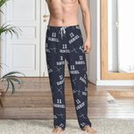 Personalised Multicolour Hockey Drawstring Waist Pyjama Pants with Name and Number Birthday Game Day Gift for Women Men Hockey Lovers