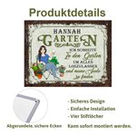 Personalisiertes Retro Garten Cartoon Charakter Metallschild mit Namen Gartendeko Einweihungsparty Geburtstag Geschenk für Oma Mama Gartenliebhaber