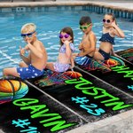 Toalla de playa personalizada con graffiti de baloncesto, de gran tamaño y secado rápido, con nombre y número Fiesta en la playa Día del partido Regalo de cumpleaños para un amante del baloncesto