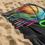 Toalla de playa personalizada con graffiti de baloncesto, de gran tamaño y secado rápido, con nombre y número Fiesta en la playa Día del partido Regalo de cumpleaños para un amante del baloncesto