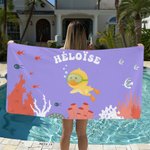 Personalizzato Multicolore Cute Diving Animals Quick Dry Beach Towel con nome Accessori da spiaggia Regalo di compleanno estivo per bambini