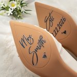 Personalized Waterproof Mrs. Heart Wedding Shoes Stickers with Text and Date High Heel Decal Wedding Anniversary Gift for Bride Bridesmaids